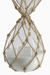 Set of 2, Clear Woven Hourglass, White Sand, S: 3.4x3.4x8.2" 30-Minute, L: 3.8x3.8x10" 45-Minute