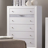 Contemporary Style 1pc Chest Hidden Jewelry Drawer English Dovetail Drawers Silver Knobs White Finish Bedroom Furniture