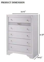 Contemporary Style 1pc Chest Hidden Jewelry Drawer English Dovetail Drawers Silver Knobs White Finish Bedroom Furniture