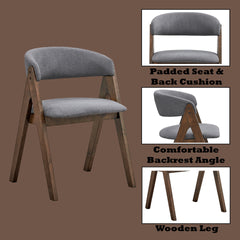 Keiki Gray Fabric & Walnut Finish Side Chair (Set of 2)
