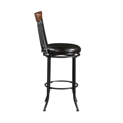Swivel Pub Height Chair Black Metal Frame 1pc Faux Leather Upholstery Seat Dining Furniture, Bar Chair