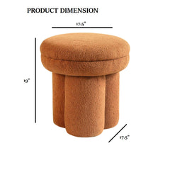 Saddle Brown Finish Round Top Accent Chair Pedestal Base Mushroom Design Stool Primary Living Room