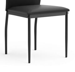 Contemporary Upholstered Side Chairs 2pc Set, Synthetic Leather Black Metal Legs