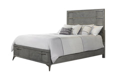 Gray Queen Storage Bed W/ Book matched Veneer