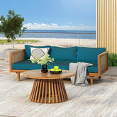 Wicker Patio Furniture Set Outdoor Rattan Sectional Sets Conversation Set - Weather-Resistant, for Garden, Patio & Deck(with Water Resistant Thick Dark Teal Cushions)