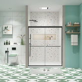 Bypass shower door, sliding door, with 1/4" tempered glass and Matted black finish 50-54"x70"