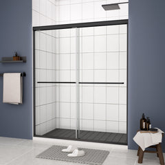 Bypass shower door, sliding door, with 1/4" tempered glass and Matted black finish 50-54"x70"