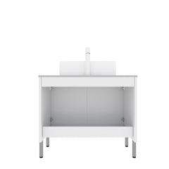 TURIO 30" Bathroom Vanity with Sink, Freestanding Bathroom Storage Cabinet with 2 Doors, White Rectangular Ceramic Basin and Carrara White Artificial Marble Counter Top, White Color