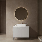 TURIO 30" Bathroom Vanity with Sink, Freestanding Bathroom Storage Cabinet with 2 Doors, White Rectangular Ceramic Basin and Carrara White Artificial Marble Counter Top, White Color