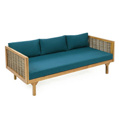 CLAREMONT 3 SEATER DAYBED WITH RATTAN ARMS (TEAK CUSHION)