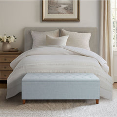 Shandra Tufted Top Upholstered Storage Bench Light Blue