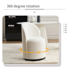 Set Of 1 Upholstered Kitchen & Dining Room Barrel Chair, Mid Century Modern Round Velvet Dining Chair, 360 Degree Swivel Comfy Armless Accent Makeup Vanity Side Chair for Bedroom Living Room