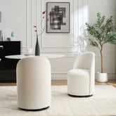 Set Of 1 Upholstered Kitchen & Dining Room Barrel Chair, Mid Century Modern Round Velvet Dining Chair, 360 Degree Swivel Comfy Armless Accent Makeup Vanity Side Chair for Bedroom Living Room