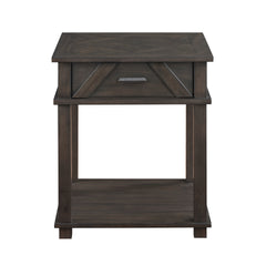 Traditional Rustic End Table with Storage Brown Finish Durable Wood Living Room Furniture 1pc Side Table