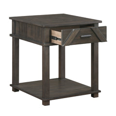 Traditional Rustic End Table with Storage Brown Finish Durable Wood Living Room Furniture 1pc Side Table