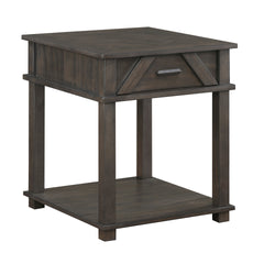 Traditional Rustic End Table with Storage Brown Finish Durable Wood Living Room Furniture 1pc Side Table