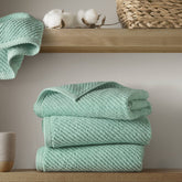 4-Piece 100% Cotton Quick Dry Diagonal Ribbed 4pcs Hand Towel Set, Turquoise