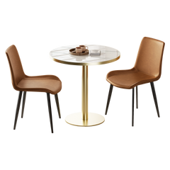 Round Modern Dinning Table 31.5 inches Bistro Table Tulip Table with Faux Marble top,Easy Assemble,Sturdy Metal Frame Diameter
