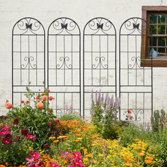 4 Pack Metal Garden Trellis 86.7" x 19.7" Rustproof Trellis for Climbing Plants Outdoor Flower Support Black