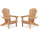 Wooden Outdoor Folding Adirondack Chair Set of 2 Wood Lounge Patio Chair for Garden,Garden, Lawn, Backyard, Deck, Pool Side, Fire Pit,Half Assembled,