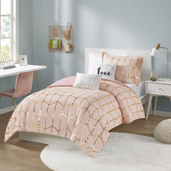 4-Piece Twin/Twin XL 100% Polyester Brushed Microfiber Printed Comforter Set