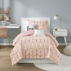 4-Piece Twin/Twin XL 100% Polyester Brushed Microfiber Printed Comforter Set