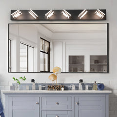 40" Modern 6-Light LED Vanity Light - Sleek Bathroom Wall Fixture, Iron & Acrylic, Dimmable & Energy-Efficient, Ideal for Mirror Lighting