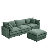 Modular Sectional Sofa, 102 Inch L Shaped Couch Set for Living Room, 3-Seater Comfy Cloud Couches with Movable Ottoman, DIY Combination, Chenille, Mint Green
