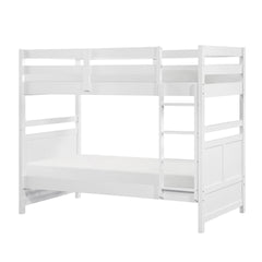 Bunk Bed Twin Over Twin White Finish Sturdy Wood Frame Guard Rails Youth Bedroom Furniture 1pc