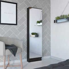 Wenge Rectangle Tall Shoe Cabinet with Mirror