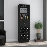 Wenge 12-Bottle 2-Drawer 1-Shelf Bar Cabinet