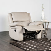 1pc Recliner Chair Pillow Top Arms Off White Finish Transitional Style Welt Trim Primary Living Room