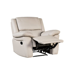1pc Recliner Chair Pillow Top Arms Off White Finish Transitional Style Welt Trim Primary Living Room