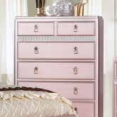 Contemporary Style Chest 1pc Mirror Trim Rose Gold Finish Bun Feet Felt Lined Top Drawers Bedroom Furniture