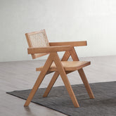Casual Stylish Rattan Arm Chairs Set of 2 Natural Finish Mid-Century Modern Kitchen Dining Furniture