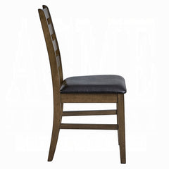 Walnut Finish Solid Rubber Wood Dining Side Chairs Set of 2pc Brown Synthetic Leather Upholstery Kitchen Furniture