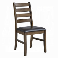 Walnut Finish Solid Rubber Wood Dining Side Chairs Set of 2pc Brown Synthetic Leather Upholstery Kitchen Furniture