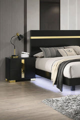 Black And Gold Trim 1pc Nightstand Bracketed Metal Legs Acrylic Trim Contemporary Bedroom Furniture