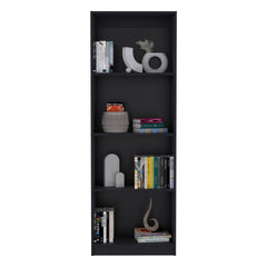 Vinton Bookcase with Spacious Tier-Shelving Design, Black