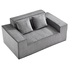 Loveseat Sofa, 63-Inch 2-Seats Couch for Living Room, Modern Small Corduroy Couch with Pocket Springs, Soft Cushions, Comfy Loveseat for Bedroom, Office or Apartment, No Assembly Required, Gray