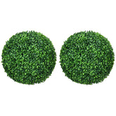 HOMCOM Set of 2 15.75 Inch Artificial Ball Boxwood Topiary Trees Balls, Indoor Outdoor Fake Plants for Home, Office & Living Room Decor