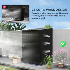 Outsunny 3.3' x 3.4' Outdoor Storage Shed, Galvanized Metal Utility Garden Tool House, Lockable Door for Backyard, Bike, Patio, Garage, Lawn, Dark Gray