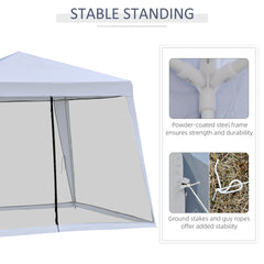 Outsunny 10'x10' Outdoor Canopy Tent, Slant Leg Sun Shelter with Mesh Sidewalls, Patio Tents for Parties, Grey