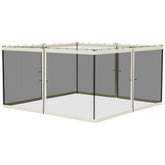 Outsunny 13' x 13' Replacement Mesh Sidewall Netting for Patio Gazebos and Canopy Tents with Zippers (Sidewall Only), Cream