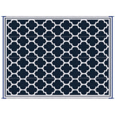 Outsunny Reversible Outdoor Rug Carpet, 9' x 18' Waterproof Plastic Straw Rug, Portable RV Camping Rugs with Carry Bag, Large Floor Mat for Backyard, Deck, Picnic, Beach, Blue & White