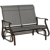 2-Person Outdoor Glider Bench,Patio Glider Loveseat Chair with Powder Coated Steel Frame,2 Seats Porch Rocking Glider for Backyard, Lawn, Garden and Porch, Mixed Grey