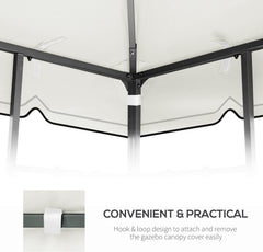 10x10 Ft Outdoor Patio Gazebo Replacement Canopy,Double Tiered Gazebo Tent Roof Top Cover Only Great Wall border(Frame Not Include)-Beige