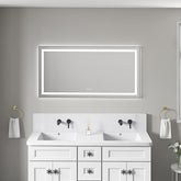 55 x 28 Inch LED Bathroom Mirror with Front and Backlight, Wall Mounted Vanity Mirror with Aluminum Frame, Anti-Fog, Memory, 3 Colors, Stepless Dimmable