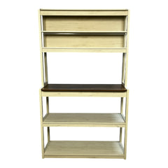 39.37" White and Rustic Brown color 5-Tier Bakers Rack for Kitchen with Storage, Coffee Bar, Kitchen Shelves, Microwave Stand