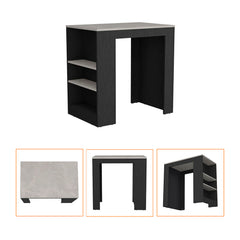 Kitchen Island Doyle, Three Side Shelves, Black / Ibiza Marble Color Finish